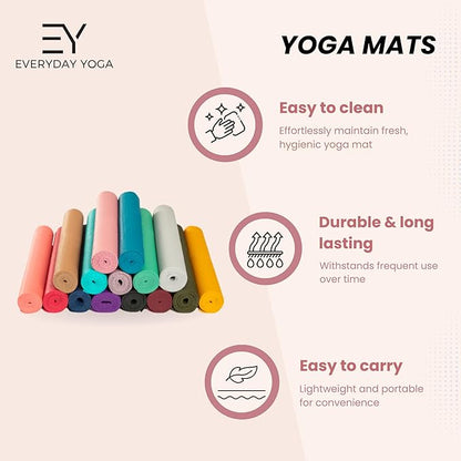Everyday Yoga Deluxe Mat - 72"L x 24"W Non Slip Exercise Mat, Anti-Tear, 3-5mm Thickness for Yoga, Pilates & Floor Workouts
