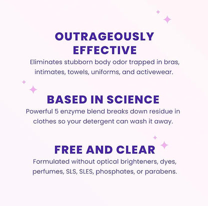 Lume Laundry Stink Eraser - Detergent Booster & Sink Soak - Eliminates Body Odor In Clothes - Odor Blasting Enzyme Blend - Makes Your Detergent Work Better - Free And Clear - 8 fluid ounces (2 Pack)