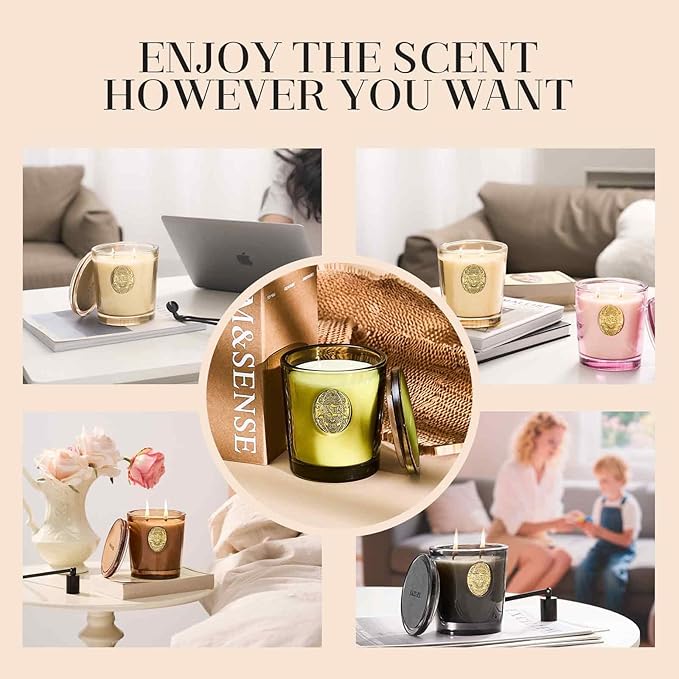 M&SENSE Large Two-Wick Soy Candle | Crisp Chill & Black | 19.8 oz, 120H Burn Time | Luxury Scented Candle for Him,for Relaxation, Gifting, Home Décor | Ideal for Bedroom, Office, Party Ambiance