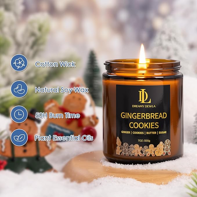 Winter Candle Set, 6 Pack Soy Candles for Home, Holiday Vanlentine's Day Gifts for Women Men, Winter Scents of Gingerbread/Apple Cinnamon/Coffee Latte/Pine Cedarwood/Amber Wood/Cashmere Sweater