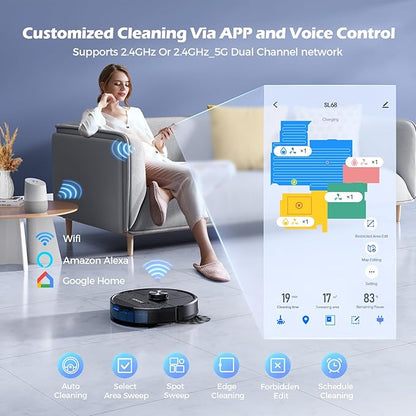 Lubluelu Robot Vacuum and Mop Combo, 5500Pa Robot Vacuum Cleaner with LDS9.0 LiDAR Navigation, Self-Empties for 60 Days, No-Go Zones, WiFi/App/Alexa Control, Ideal for Hard Floors, Carpet (SL68 Plus)