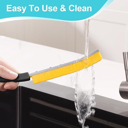 JOYMOOP 4 Pack Crevice Cleaning Brush, Black Hard Bristle Grout Brush, House Cleaning Supplies, Magnetic Gap Cleaning Brush for Kitchen, Bathroom, Window, Toilet, Multifunctional Cleaning Tools