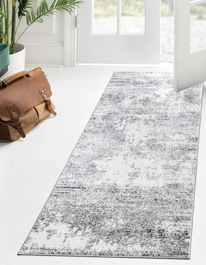 Keen Home Design Area Runner Rugs - 2x12 Non-Shedding, Abstract Runner for Kitchen, Living Room, Bedroom, Dining Room, Entryway - Size: 2'8" x 11'11", Abstract Cream/Grey