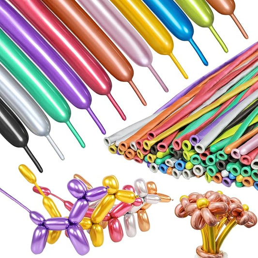 Metallic Multi Long Balloons Premium 260 Twisting Animals Magic Balloons for Birthday Kids Wedding Party Supply 100pcs