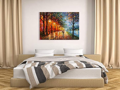 Alenoss Abstract Canvas Paintings 3D Modern Oil Paintings on Canvas 28x40 Inches Contemporary Colorful Wall Art Romantic Couples Blue Artwork for Home Decorations