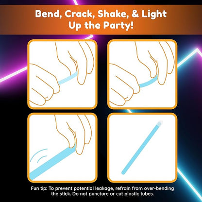 Glow Fever Glow in The Dark Sticks - 100 ct 6" Glow Sticks Bulk Party Pack with End Caps & Lanyards - Glow Party Favors for Concert, Festival, & Wedding Neon Light Sticks by Party Dragon, Multi