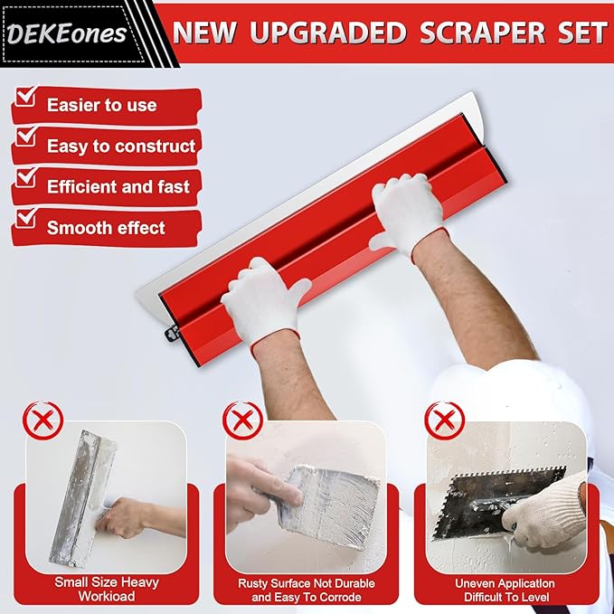 DEKEones 40Inch/100CM Skimming Blade, Stainless Steel Drywall Smoothing Spatula for Large Working Area Wall Decoration Construction Tool