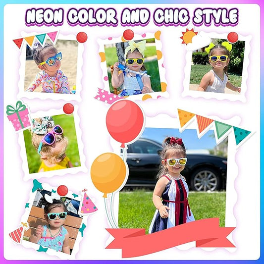 GINMIC Kids Sunglasses Bulk Party Favors, 36Pack Valentines Day Gifts UV 400 Protection Neon Sunglasses for Boys and Girls, Party Favor, Birthday Classroom Goodie Bags Party Supplies.