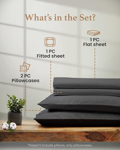 Good Sleep Bedding Full Size Bed Sheets - 100% Egyptian Cotton Sheets Full Size Bed, 4Pc, 1000 TC, Full Sheet Set, Luxury Sateen Weave, Soft, 16" Deep Pocket Full Size Sheets Set - Dark Gray Sheets