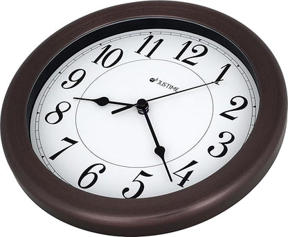 JUSTIME 8.5 inch Water Resistant Wall Clock for Bathroom Clock for Wall Decor Small Space Kitchen Clocks Office Boat RV Battery Operated Silent Non Ticking