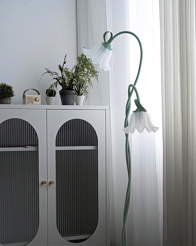 Creative Lily of The Valley 2 Heads Flowers Lily Floor Lamp Living Room Sofa Side Bedroom Bedside Flower Floor Lamp (2heads)