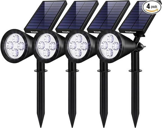 InnoGear Solar Lights Outdoor Lighting Waterproof Landscape Spotlights Uplighting for Outside Flag Garden Trees Yard Pathway Wall Auto On/Off, Pack of 4 (Cool White)