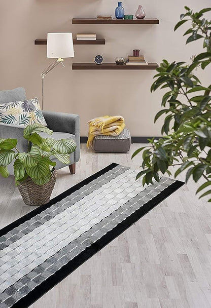 Custom Size Hallway Carpet Runner Rug, Slip Resistant, 31 Inch Wide X Your Choice of Length, Checkered Black, 31 Inch X 25 feet