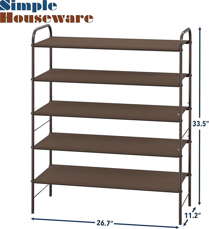 SIMPLE HOUSEWARE 5-Tier Shoe Rack Storage Organizer, Bronze