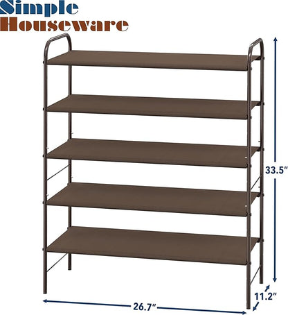 SIMPLE HOUSEWARE 5-Tier Shoe Rack Storage Organizer, Bronze