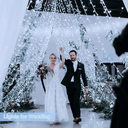 JMEXSUSS 800 LED White Christmas String Lights Outdoor, String Twinkle Lights Clear Wire Plug in for Tree Christmas Room Wedding Outside Decorations