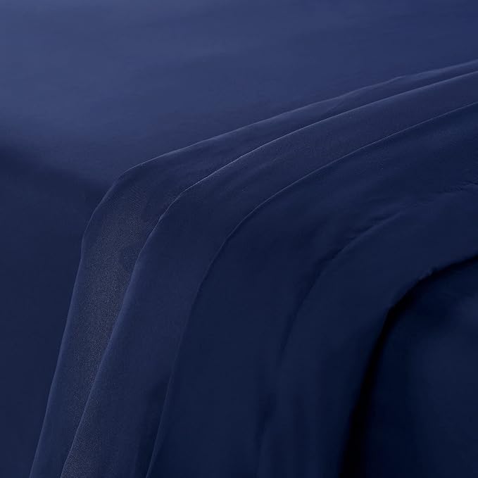 Serta Simply Clean Super Soft Hypoallergenic Stain Resistant Deep Pocket 3 Pieces Solid Bed Sheet Set, Twin XL, Navy