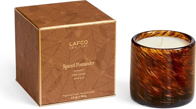 LAFCO New York Fall Classic Candle, Spiced Pomander - 6.5 oz - 50-Hour Burn Time - Reusable, Hand Blown Glass Vessel - Made in The USA