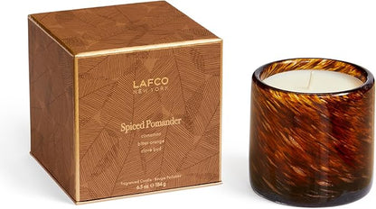 LAFCO New York Fall Classic Candle, Spiced Pomander - 6.5 oz - 50-Hour Burn Time - Reusable, Hand Blown Glass Vessel - Made in The USA