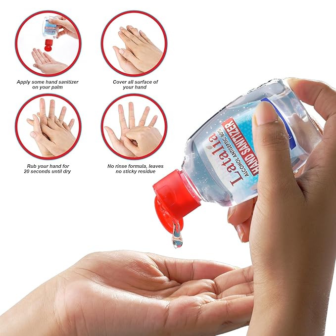 Latalia Mini Hand Sanitizer Travel Size Pack of 96 | 1.85 fl oz with 80% Alcohol Small Hand Sanitizer Bulk For Non-Sticky, Unscented, Gentle & Fresh Hands Anytime