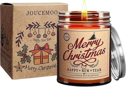 Christmas Gifts for Women & Men - Lavender Eucalyptus Scented Candles 7oz, Natural Soy Wax for Home Aromatherapy, Christmas Candles Gifts for Women