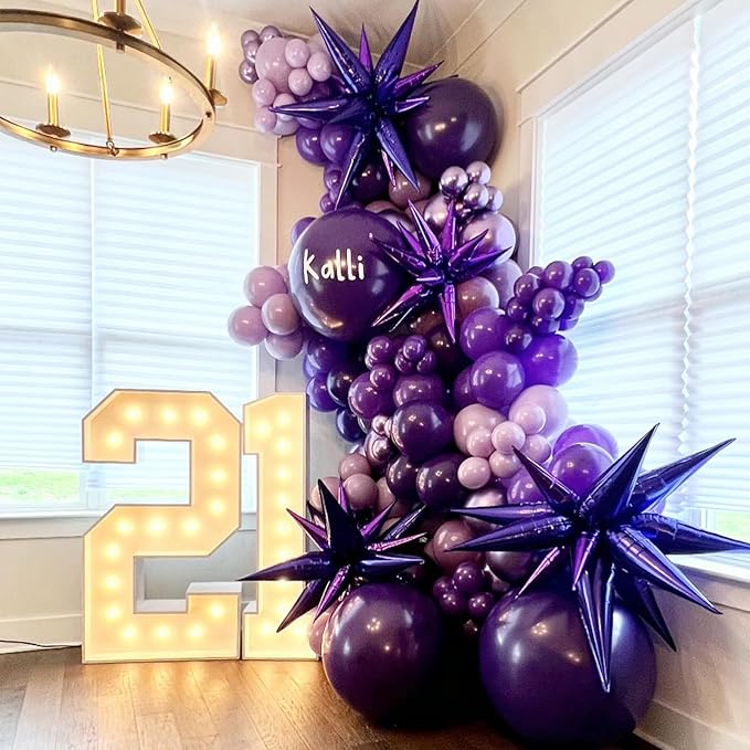 Purple Balloons 12 Inch, 100 Pack Dark Matte Royal Latex Balloons for Arch Deep Party Helium Decorations - Wednesday Birthday Halloween Graduation