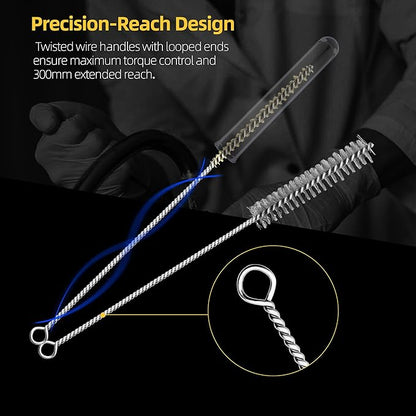 16Pcs Stainless Steel & Brass Wire Tube Brushes Bottle Brush Set,12" Long Wire Bore Brushes for Deep Cleaning Pipes,Tubes,Narrow Spaces, Engine Parts, Home Brew(1/4"-1" Sizes)