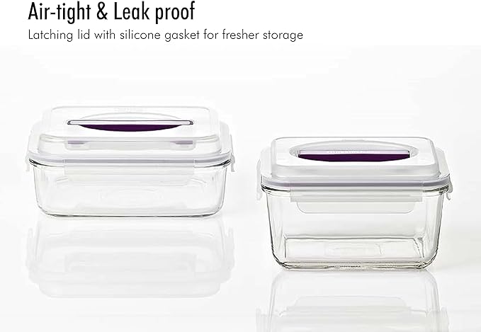 GLASSLOCK 91 Oz Glass Food Storage set of 2 – Large Capacity, Airtight & Leak-Proof, BPA Free Lid with Carry Handle, Microwave, Dishwasher, Fridge & Freezer Safe, Marinating, Sauce, Fruit Storage