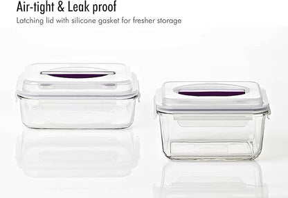 GLASSLOCK 125 Oz Glass Food Storage set of 2 – Large Capacity, Airtight & Leak-Proof, BPA Free Lid with Carry Handle, Microwave, Dishwasher, Fridge & Freezer Safe, Marinating, Sauce, Fruit Storage
