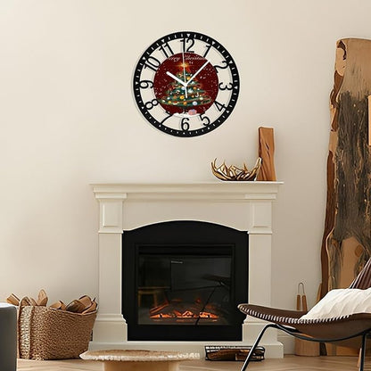 Wall Clock 10 Inch Silent Non-Ticking Modern Clocks Battery Operated - Analog Small Classic for Office, Home, Living Room,Bathroom, Kitchen, Bedroom, School,Snowman Clock