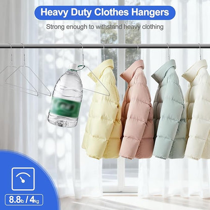 Wire Metal Hangers Bulk 100 Pack, Clothes Hangers Heavy Duty for Coats, Suits, Shirts, Pants, Skirts, Space Saving, Non Slip, Ultra Thin, 16 Inch, Silver