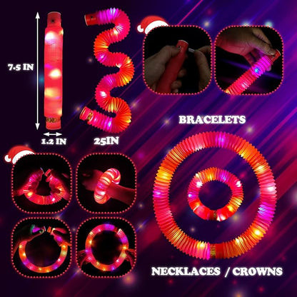 12-24 PCS Red Glow Sticks Party Favors for Kids, LED Light Up Necklaces Bracelets Accessories for Toddlers, Glow Birthday Valentines Day Mardi Gras Party Supplies Decorations for Boys Girls