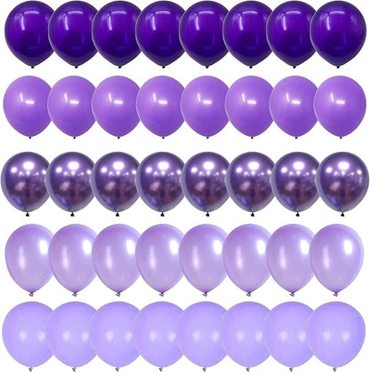 Purple Balloons, 60 Packs 12 Inch Metallic Chrome Purple Pearl Macaron Light Lavender Different Shades Balloons for Girl Birthday, Wedding, Anniversary, Baby Shower, Princess Decoration