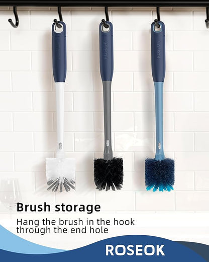 2 in 1 Long Handle Bottle Brush with Straw Brush for Cleaning Glass, Sports Bottle, Coffee Mug,Navy Blue,1 Pack
