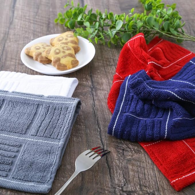 Glynniss Kitchen Dish Cloths for Washing Dishes, Cotton Dish Rags for Drying Cleaning, Pack of 8 Dishcloths (Grey, 12x12 inches)