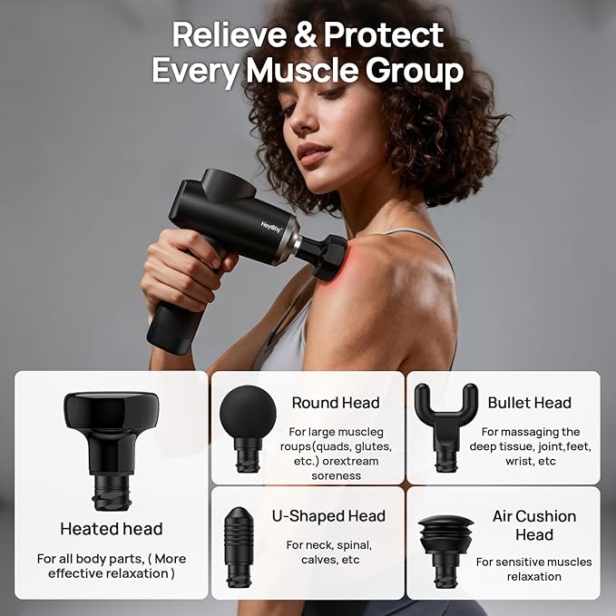 Professional Muscle Massage Gun with Heat, Portable Handheld Muscle Massager, Percussion Back Body Masajeador 12mm Amptitude for Athletes, Runner, Gifts for Men Women
