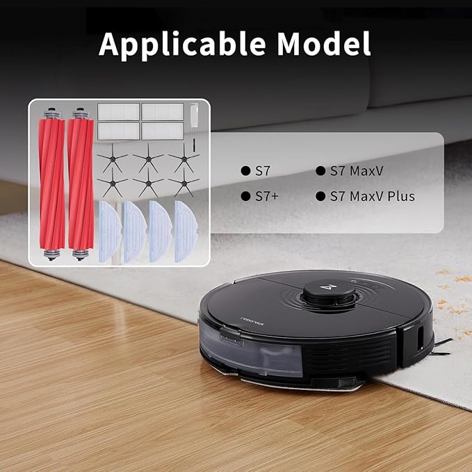 18Pack S7 Replacement Parts for Roborock S7Max Ultra,S7Pro Ultra,S 7,S7+,S7MaxV,S7Max V Plus,S7Max V Ultra Robot Vacuum, 2 Roller Brush, 4 Filter, 6 Side Brush, 4 Mop Cloth, 2 Installation Tools