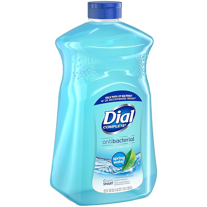 Dial Complete Antibacterial Liquid Hand Soap Refill, Spring Water, 52 fl oz (3 count) (Pack of 2)