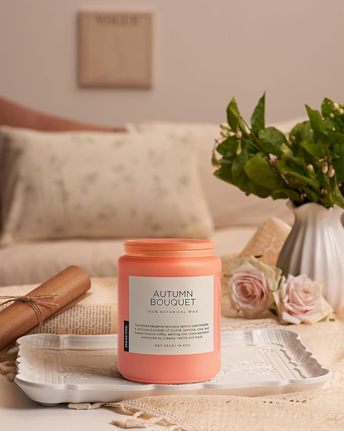 M&SENSE Scented Candles Orchid Jasmine Flower Aroma Large 19.4oz Natural Soy Wax 110 Hours Burn Time Clean Non Toxic Candle Classic 2 Wicks for Birthday Holiday Gifts