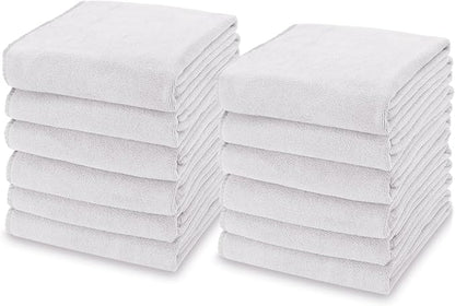 kimteny 13x28 Inches Kitchen Cloth Dish Towels, 400 GSM Premium Dishcloths, Super Absorbent Coral Velvet Microfiber Cleaning Cloths, Fast Drying Rags for Washing Dishes (12 Pack, White)