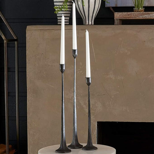 Iron Taper Candle Holder - Decorative Candle Stand - Candlestick Holder for Wedding, Dinning, Party, Set 3