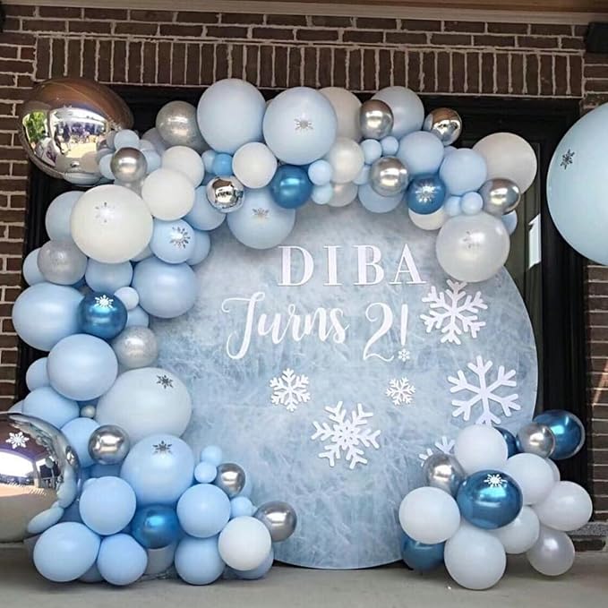 60pcs Blue & White Balloons - 12in Metallic Blue Pearl Confetti Latex - Boys Birthday, Baby Shower, Wedding Decorations