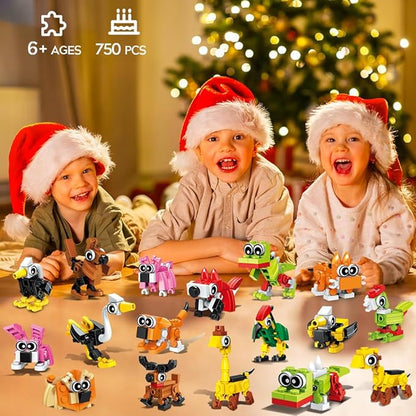 30 Pack Party Favors for Kids, 750 PCS Animals Building Block Toy for Goodie Bag Stuffers, Toy Set for Classroom Student Prizes Easter Birthday Valentines Day Gifts for Boys Girls Ages 6-12+