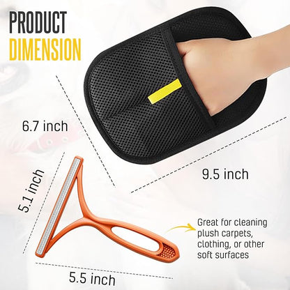 NEXIBY– Pet Hair Removal Glove & Scraper Set | Electrostatic Grooming Mitt for Dog & Cat Hair | Magic Brush Tool for Furniture & Clothes | Reusable Pet Fur Remover Glove | Includes 1 Glove & 1 Scraper