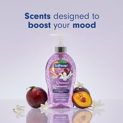 Softsoap Renewed Liquid Hand Soap, Paraben Free, pH Balanced, Plum and Jasmine Scent, 11.25 fl oz Pump Bottle, 6 pack