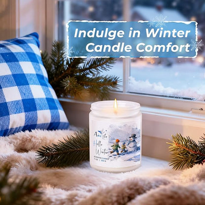 Winter Candles | Eucalyptus & Cedar Scented Soy Candle - Winter Aromatherapy Candles for Relaxing Home Décor, Cozy Holiday Gift for Women & Men, Long Lasting Clean Burn Candle