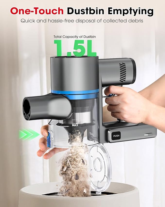 Cordless Vacuum Cleaners for Home, G26 Vacuum Cleaner, 45KPA Powerful Suction, Up to 60 Minutes, Tangle-Resistant, Rechargeable Stick Vac with Wall Mount for Pet Hair, Hardwood Floors