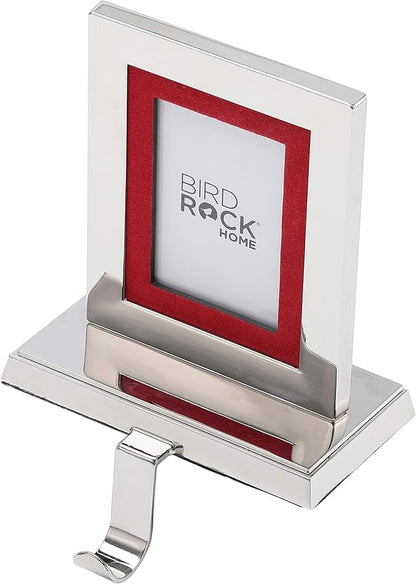 BIRDROCK HOME Photo Frame Stocking Holder - 1pk - Holiday Greetings Mantle Fireplace Topper - Decorative Christmas Stocking Holder - Stainless Steel