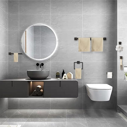 15-Pieces Matte Black Bathroom Accessories Set, 23.6 Inch Bath Towel Bar Set, SUS 304 Stainless Steel Bathroom Hardware Set, Towel Racks for Bathroom Wall Mounted.