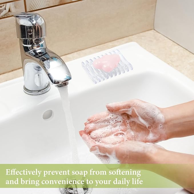 2 Pieces Plastic Bar Soap Holder Soap Tray Soap Saver Bar Dish Self Draining Soap Dishes for Soap Sponge Dryer Bathroom Toilet Shower Kitchen Restaurant Counter (Clear)